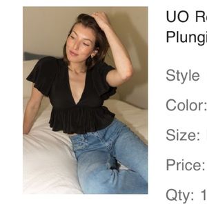 Urban Outfitters Rori Ribbed Plunging Babydoll Top